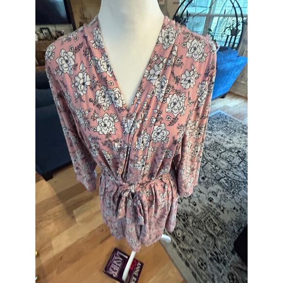 Lala Sleepwear Robe Pink Floral Tie Belt Womens 2X - Picture 4 of 7